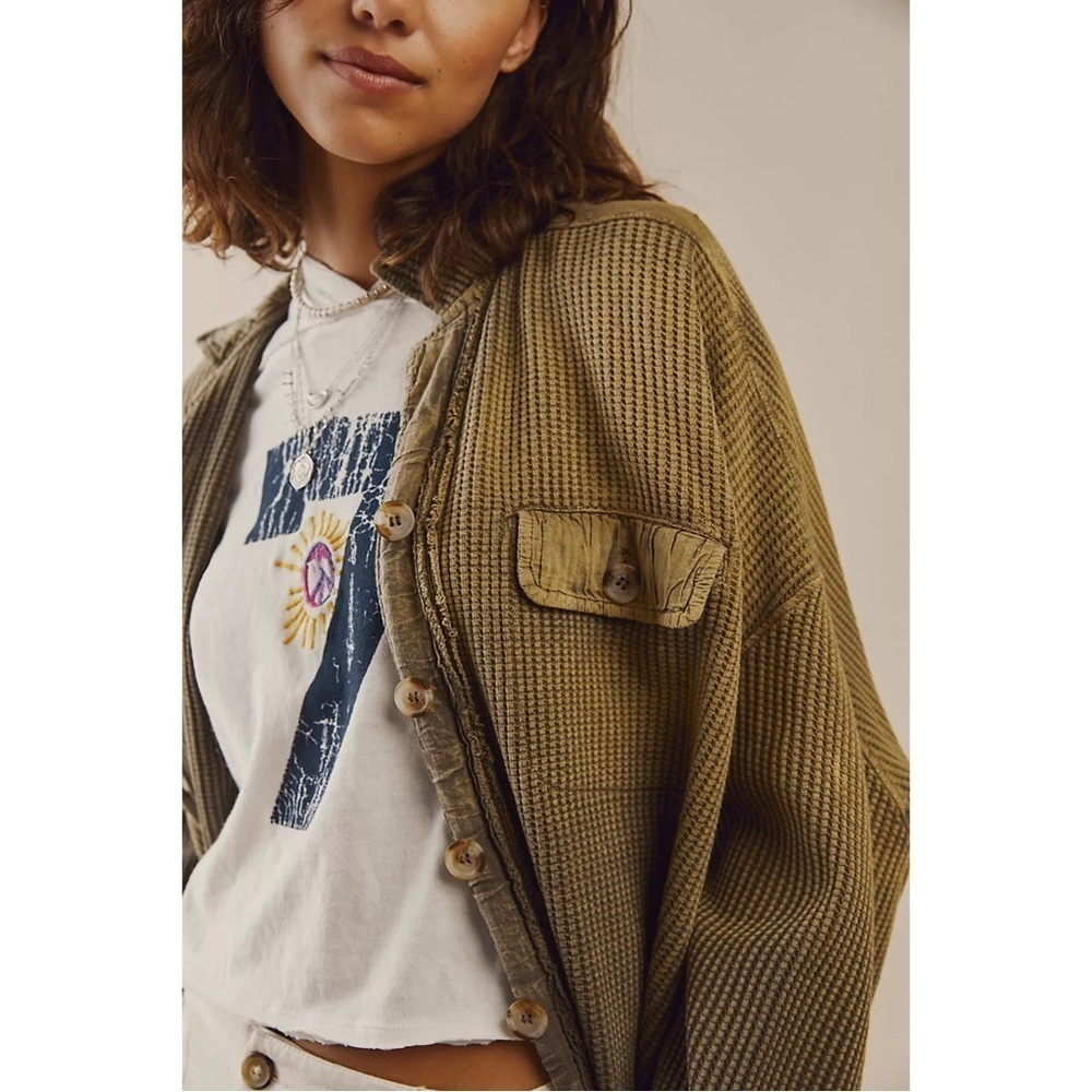 FREE PEOPLE FP One Green Scout Dip Dye Jacket Sea Serpent Combo - Picture 3 of 8